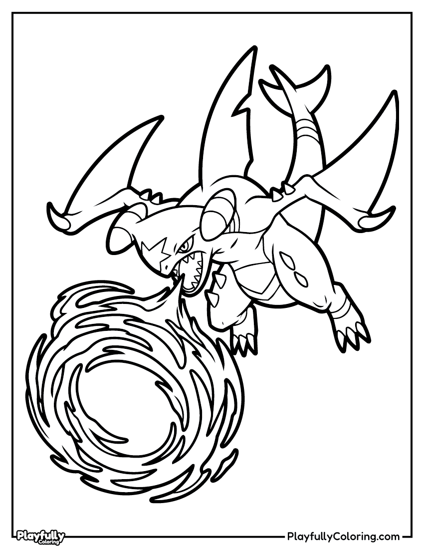 Pokemon Coloring Pages — Free PDF 10 garchomp spiral attack coloring page