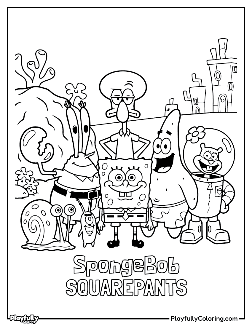 SpongeBob Coloring Pages Spongebob squarepants Friends coloring page