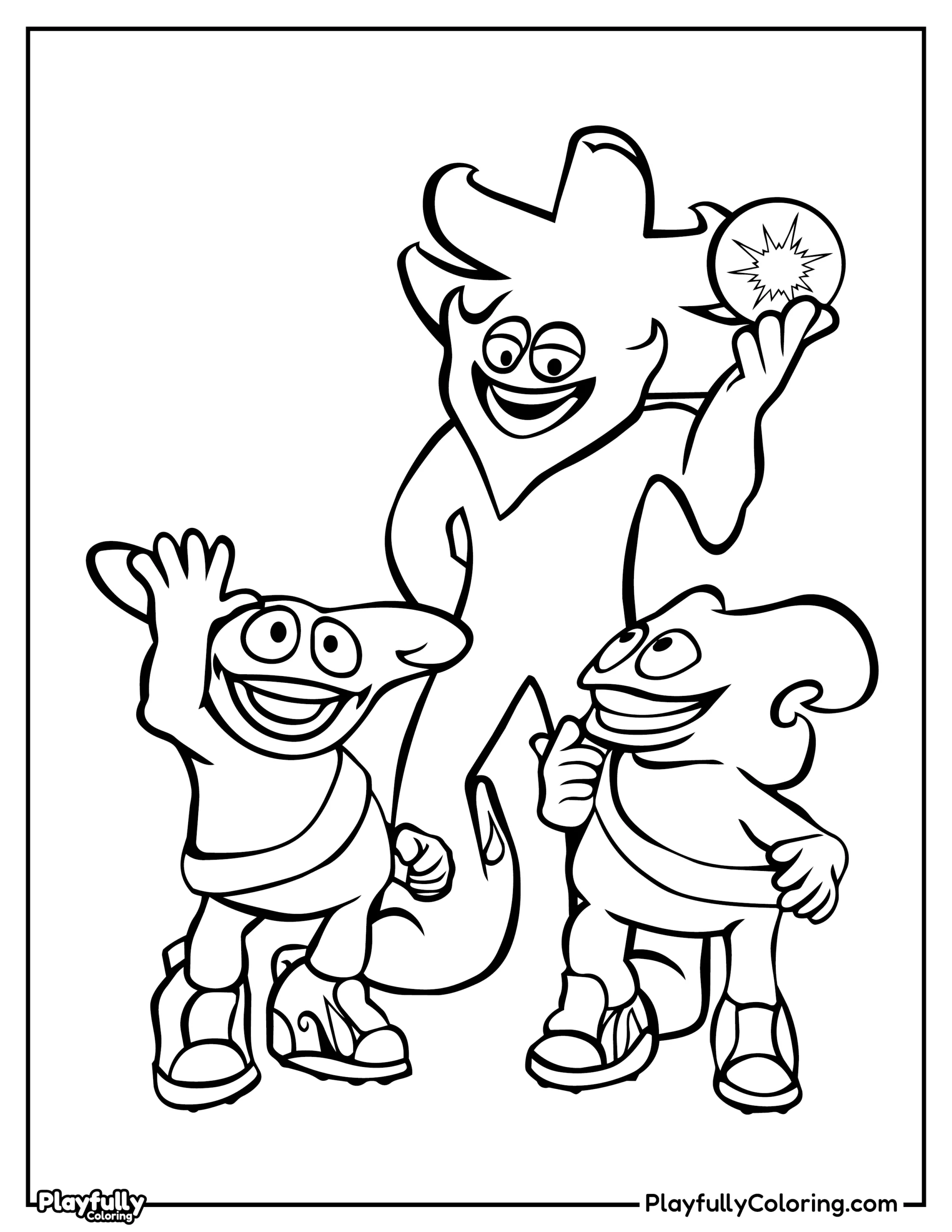 World Cup Mascots Coloring Pages All FIFA Mascots Ato, Kaz, and Nik, the Spheriks, official mascots of the 2002 World Cup in South Korea and Japan.