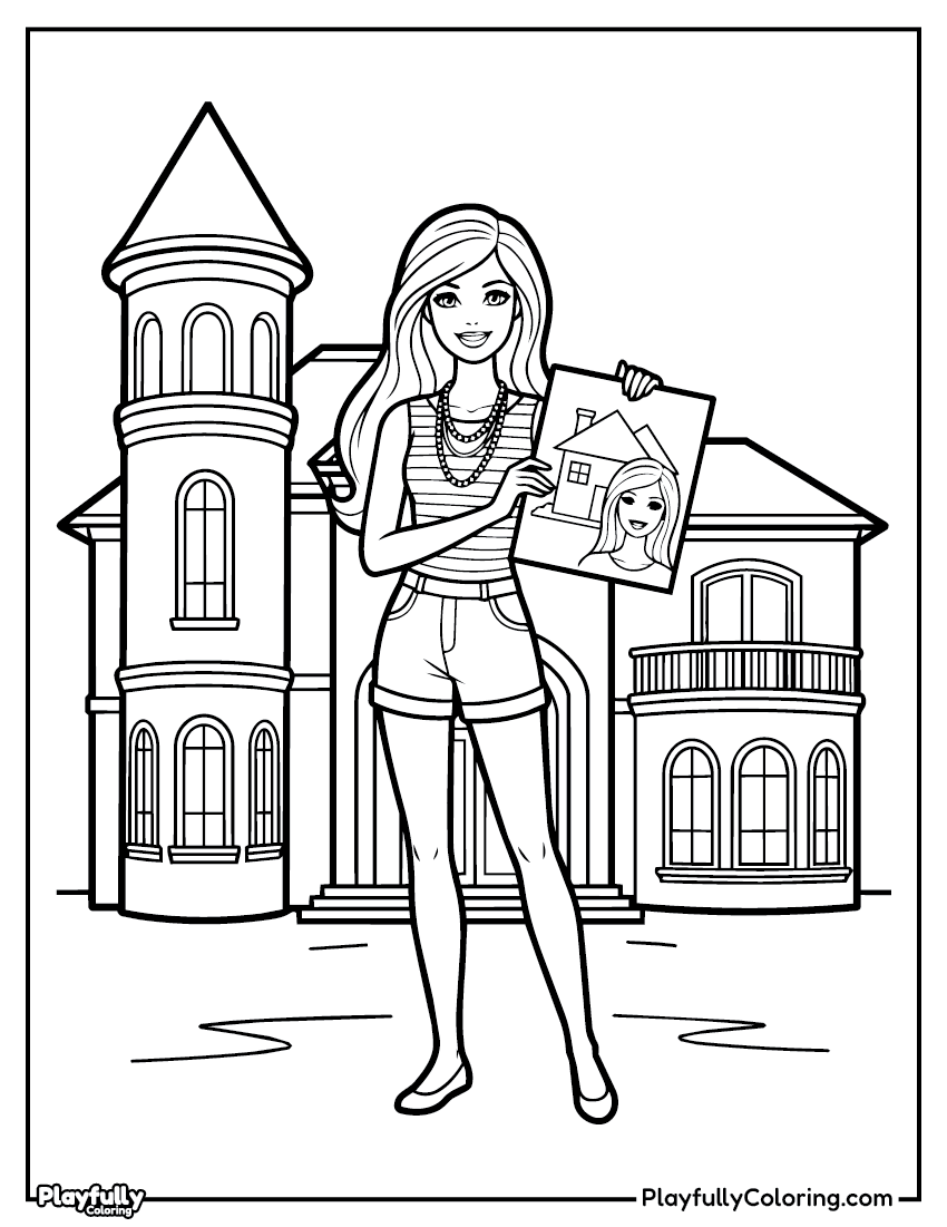 Barbie Coloring Pages Barbie dreamhouse exterior coloring page