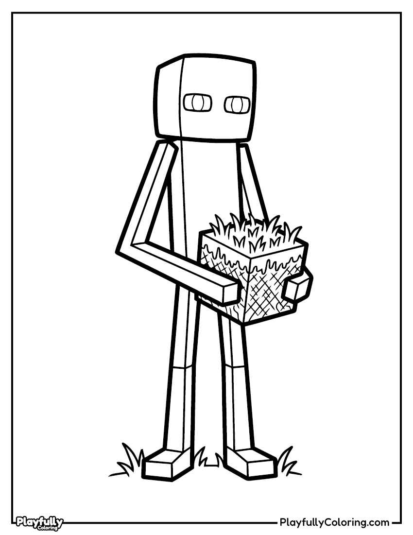 Minecraft Coloring Pages enderman with flowers coloring page