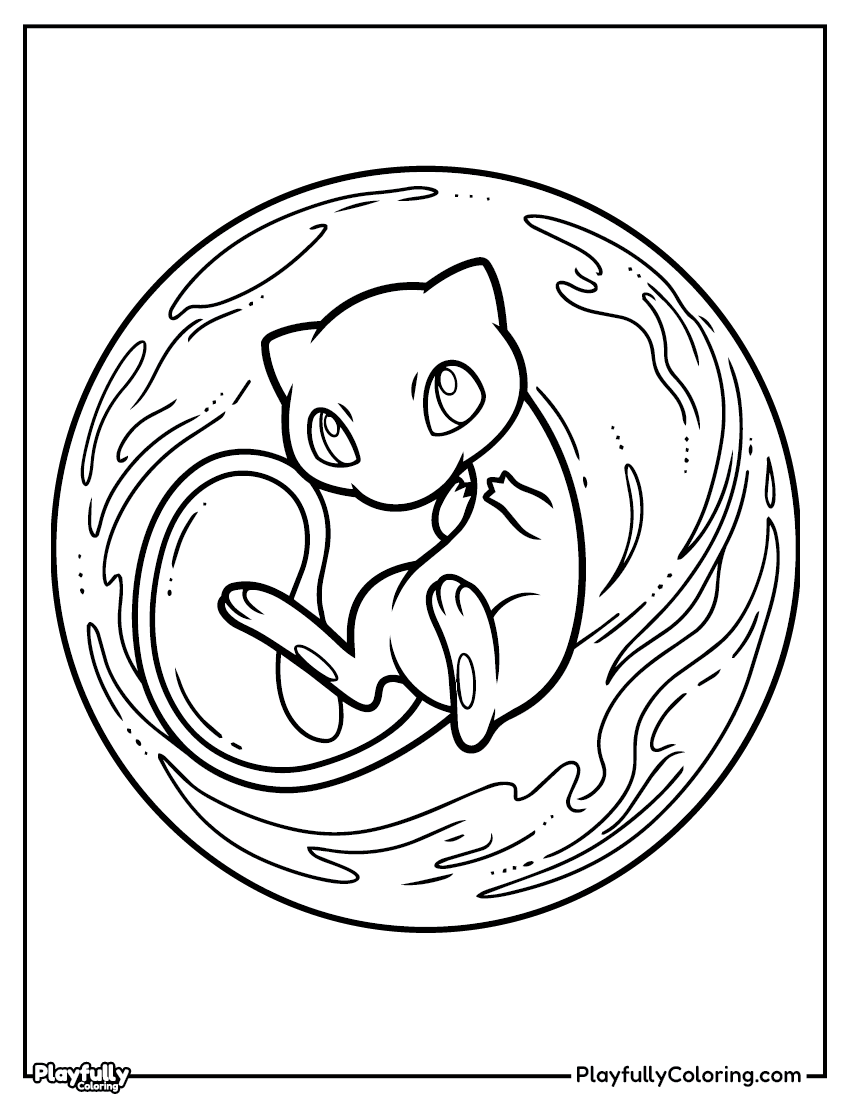 Pokemon Coloring Pages — Free PDF 11 mew psychic bubble coloring page