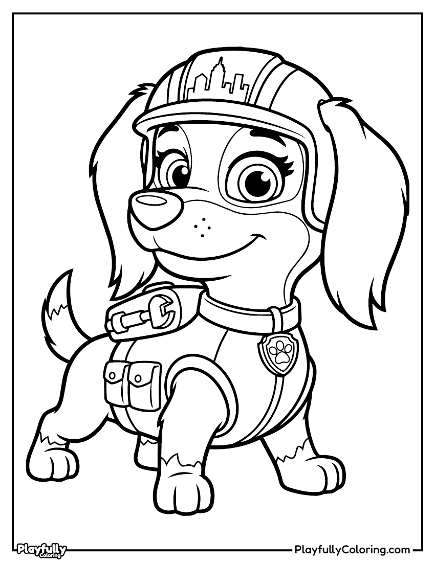 Paw Patrol Coloring Pages Rubble construction pup coloring page