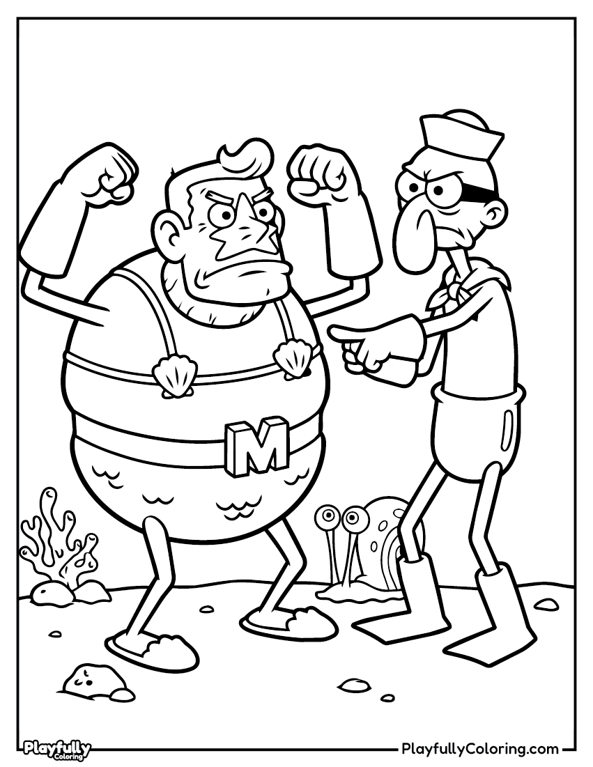SpongeBob Coloring Pages mermaid man barnacle boy coloring page