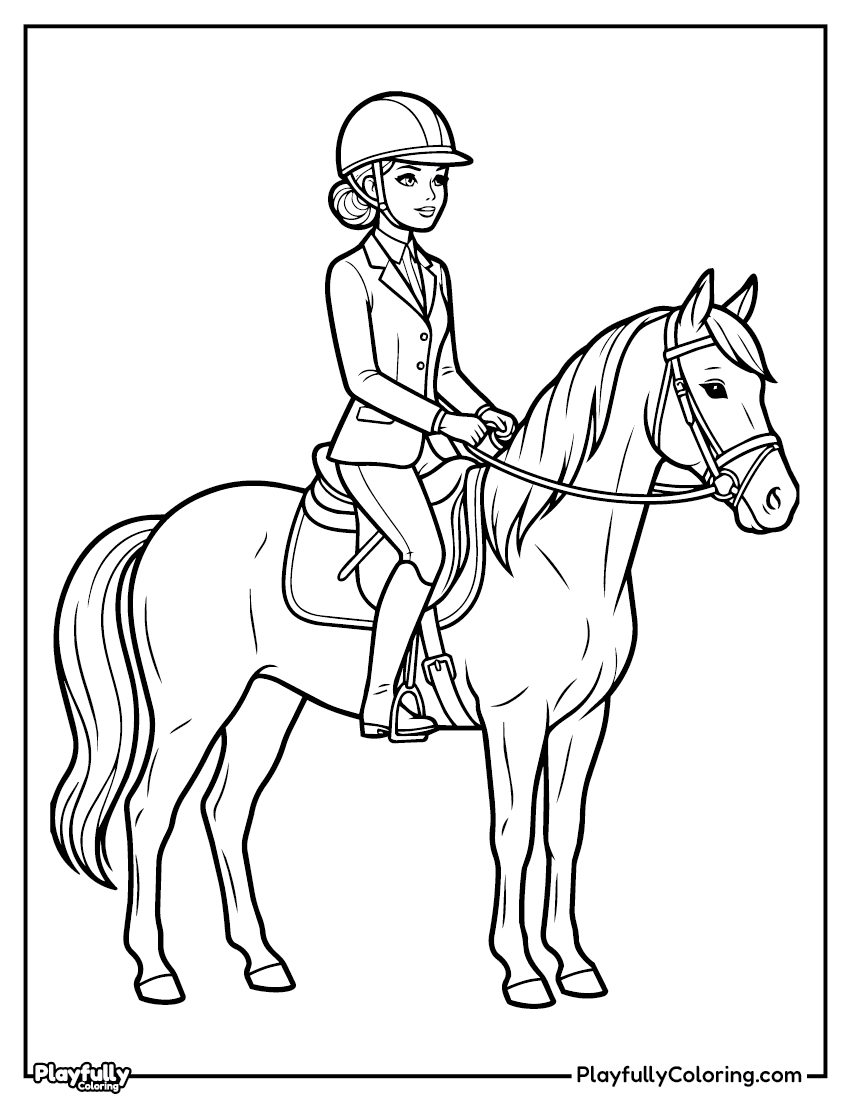 Barbie Coloring Pages Barbie horseback riding coloring page