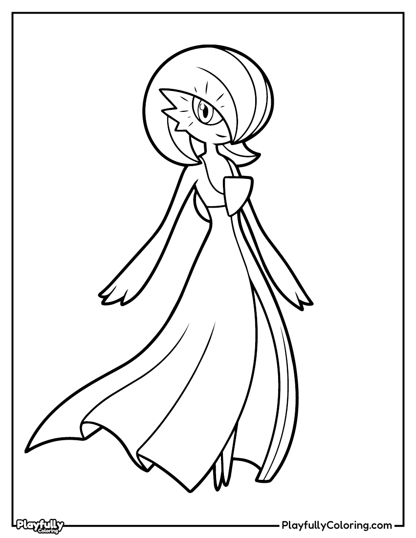 Pokemon Coloring Pages — Free PDF 12 gardevoir elegant pose coloring page