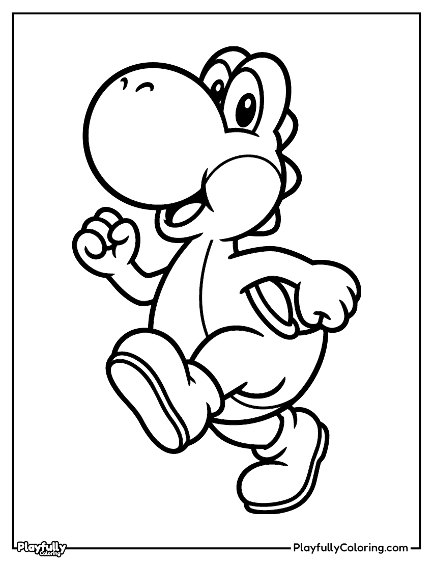 Mario Coloring Pages - Free Printables yoshi dinosaur running happy coloring page