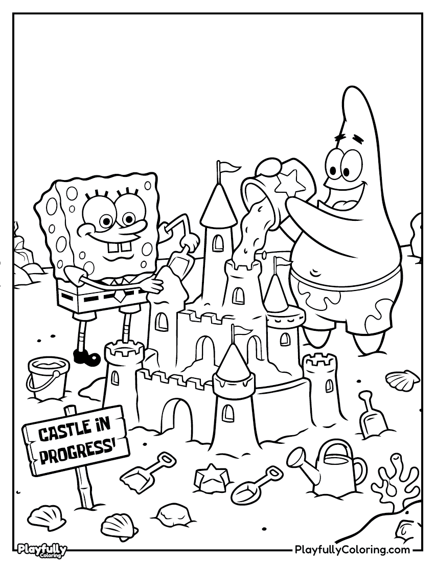 SpongeBob Coloring Pages Spongebob sand castle coloring page