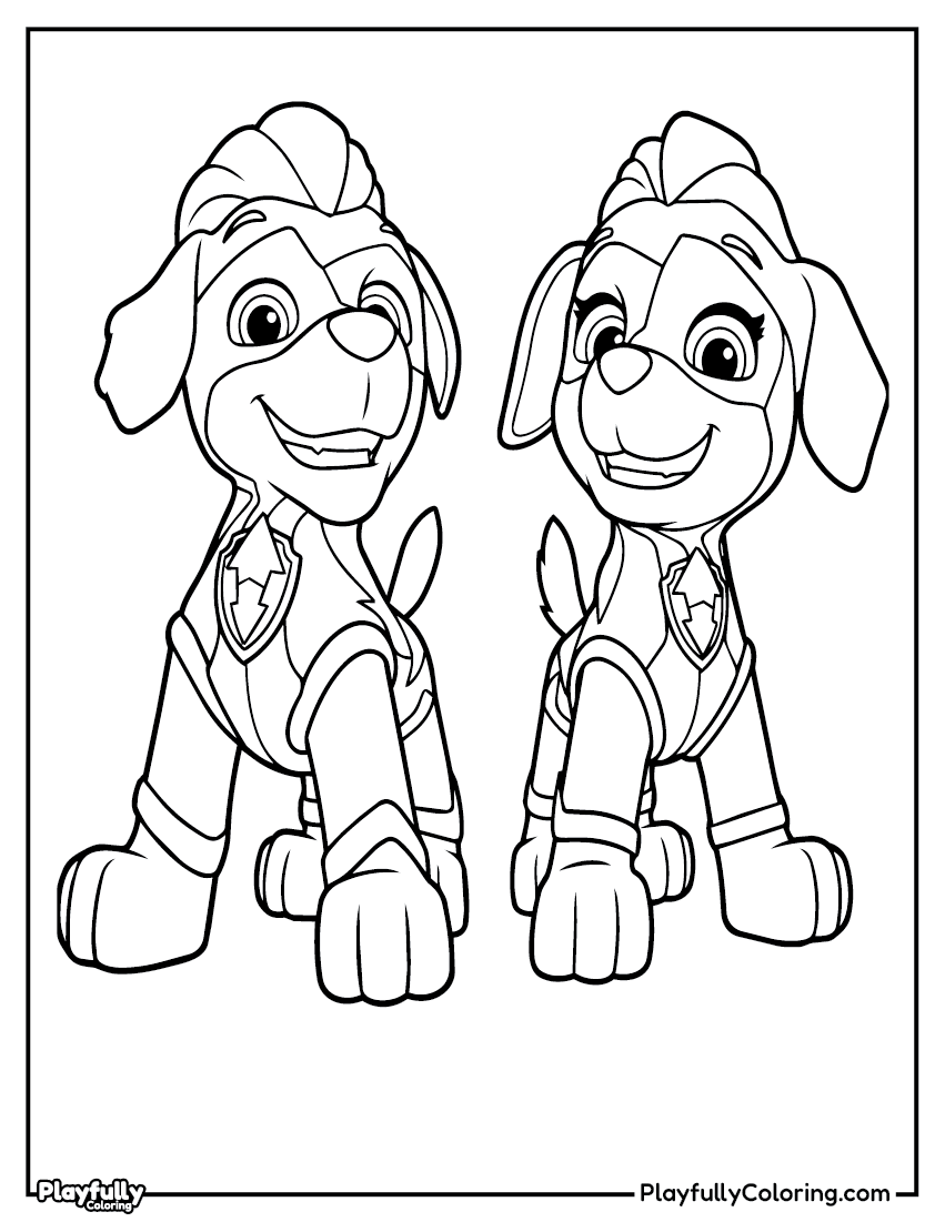 Paw Patrol Coloring Pages Skye and rubble duo coloring page