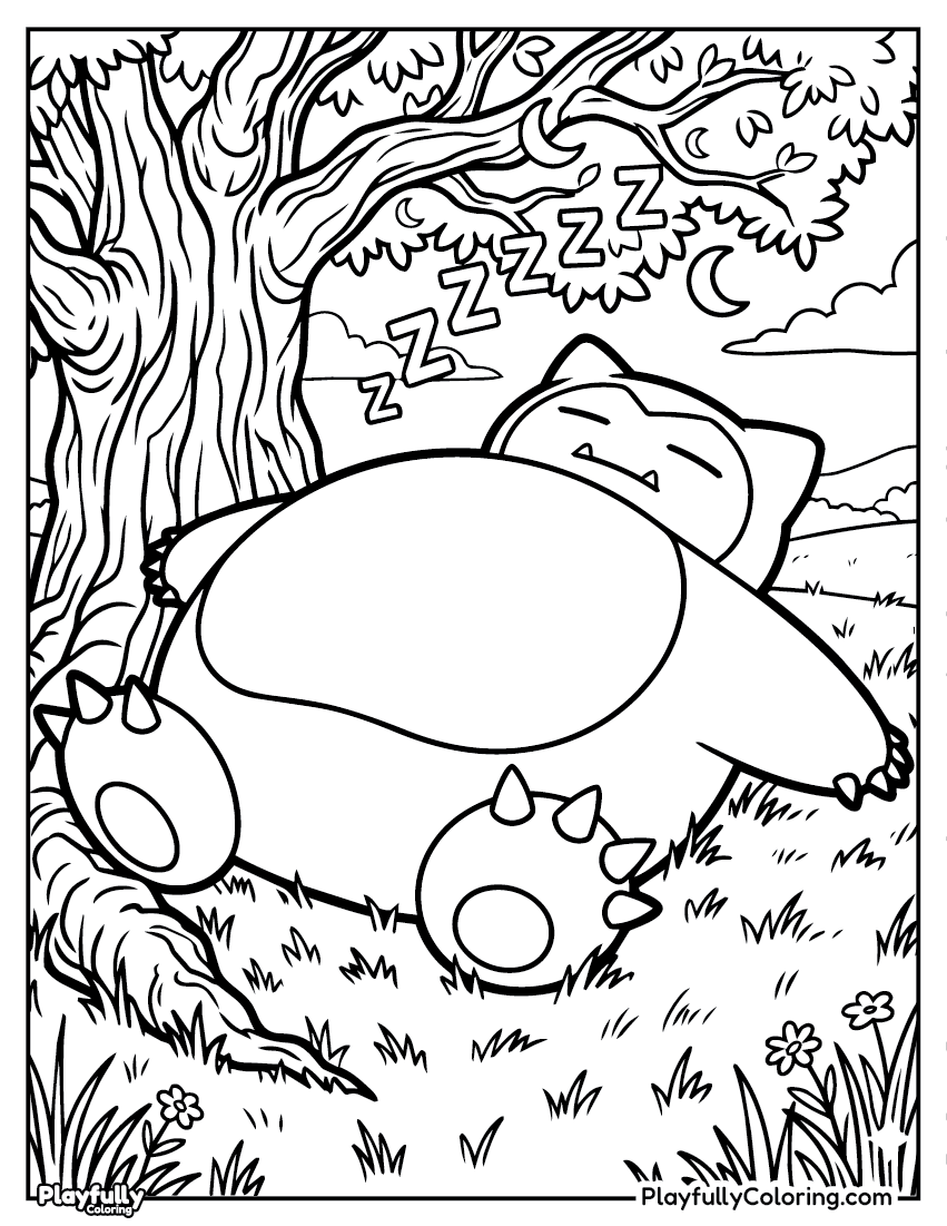 Pokemon Coloring Pages — Free PDF 14 snorlax sleeping coloring page