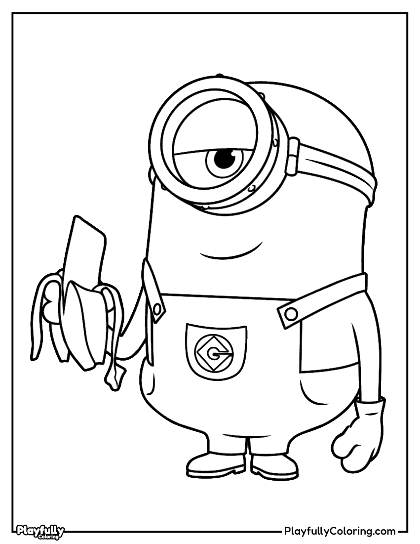Minions Coloring Pages — Free Printable minion stuart banana coloring page