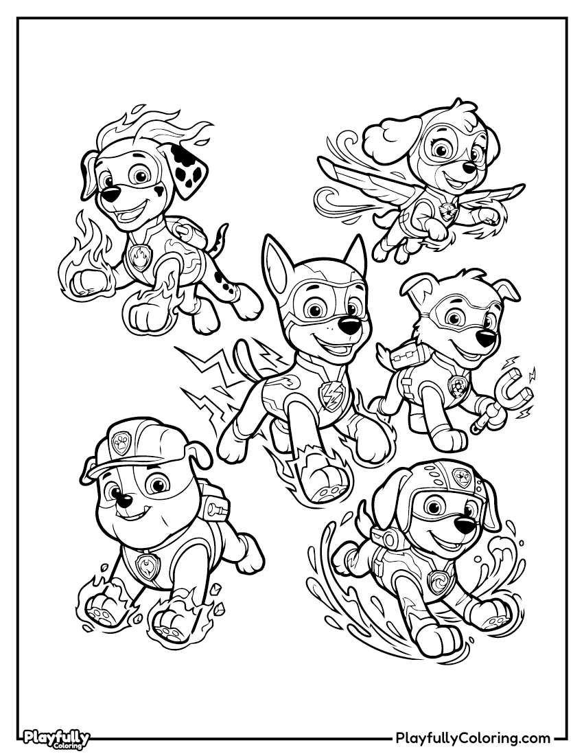Paw Patrol Coloring Pages Paw patrol pups action scene coloring page