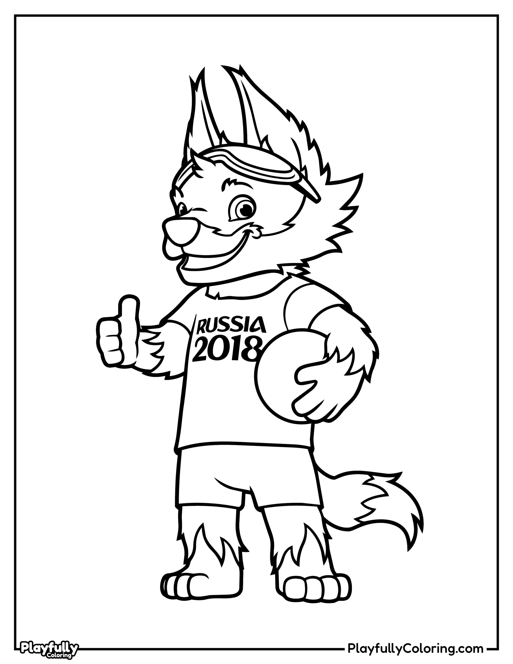 World Cup Mascots Coloring Pages All FIFA Mascots Zabivaka the wolf, official mascot of the 2018 World Cup in Russia for printing.