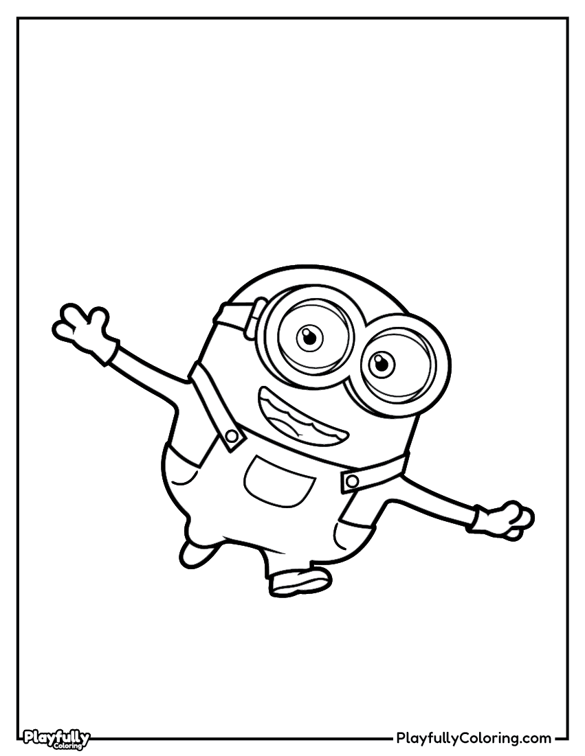 Minions Coloring Pages — Free Printable minion dancing happy coloring page