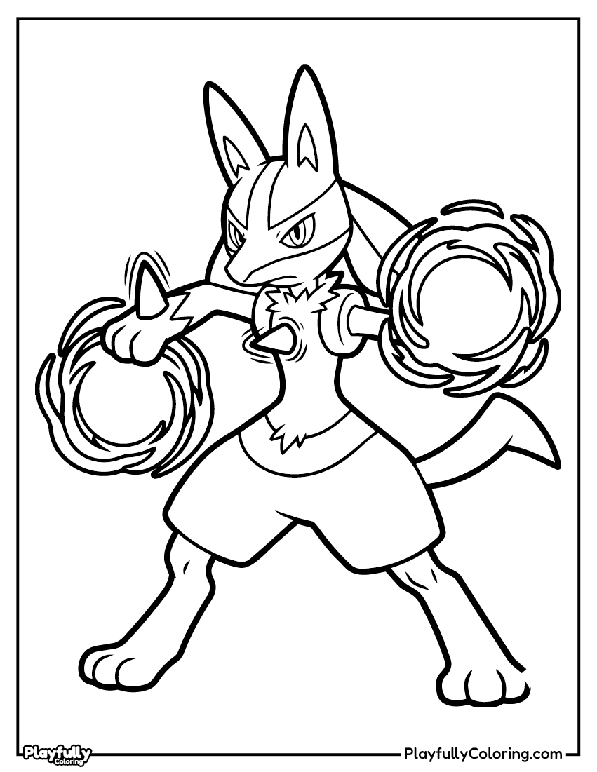 Pokemon Coloring Pages — Free PDF 16 lucario aura battle coloring page