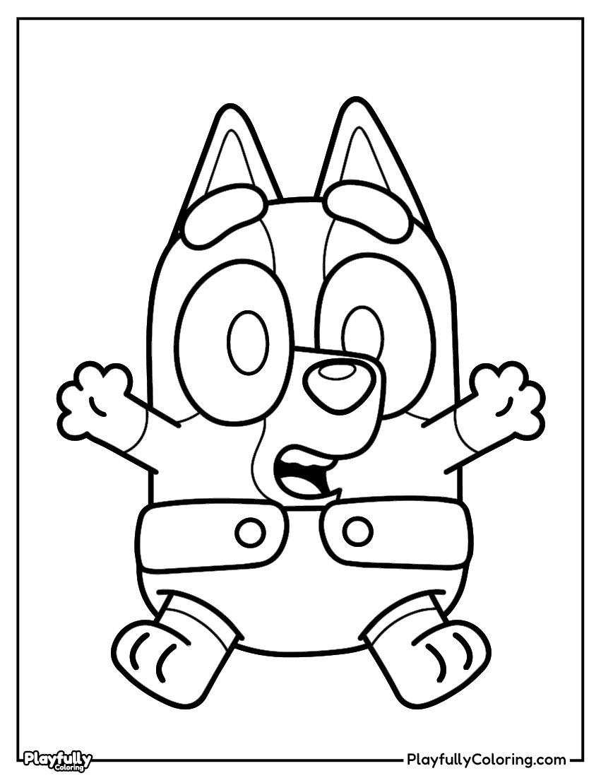 bluey jumping pose coloring page free printable
