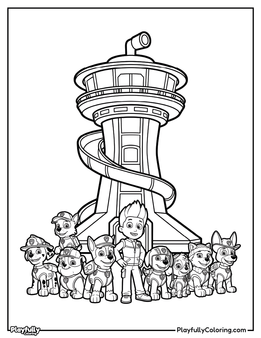 Paw Patrol Coloring Pages Paw patrol lookout tower scene coloring page