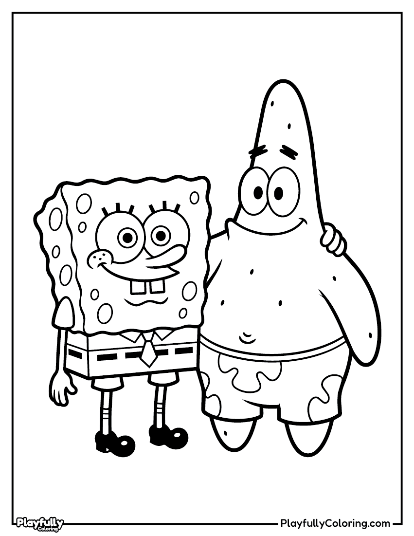 SpongeBob Coloring Pages Spongebob and patrick Hug coloring page.jpg
