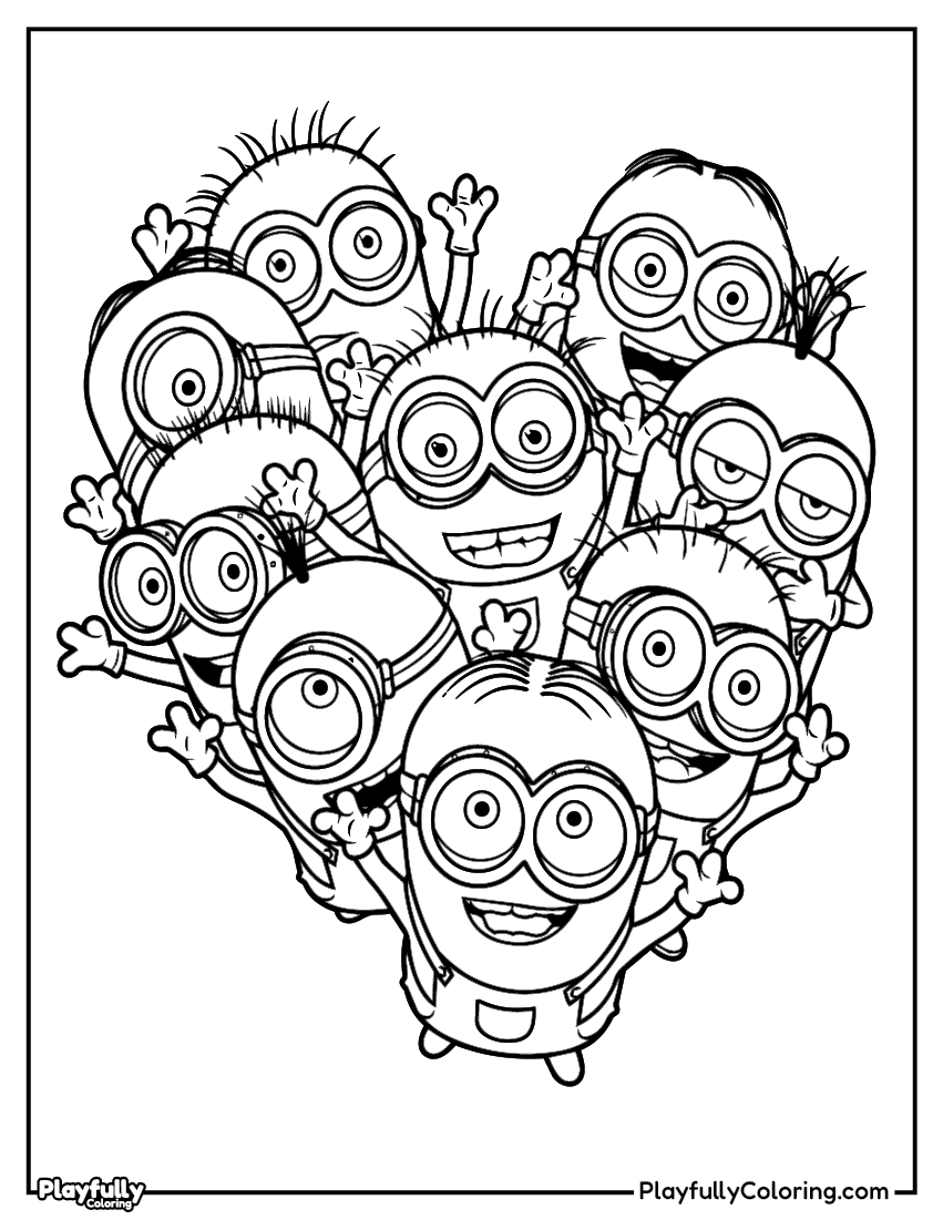 Minions Coloring Pages — Free Printable minions christmas group coloring page