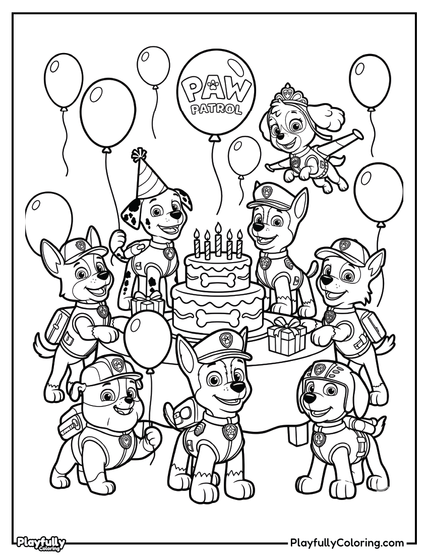 Paw Patrol Coloring Pages Paw patrol birthday party coloring page