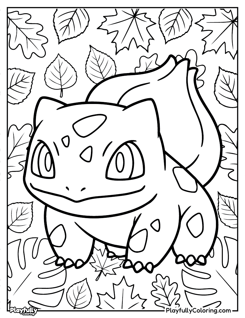 Pokemon Coloring Pages — Free PDF 19 bulbasaur autumn leaves coloring page