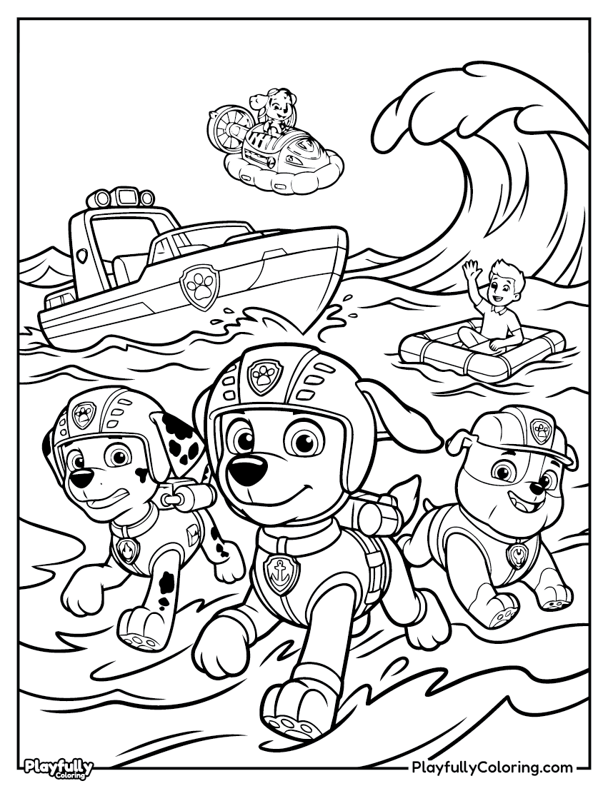Paw Patrol Coloring Pages Paw patrol ocean rescue coloring page