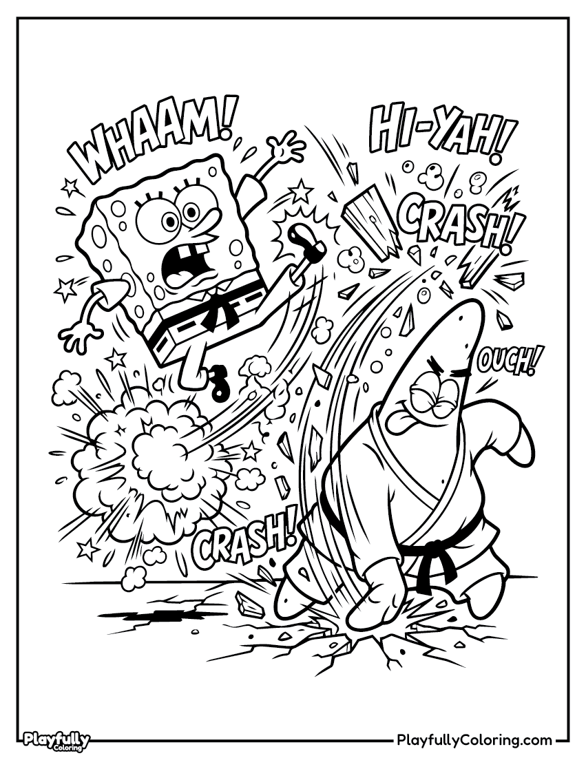 SpongeBob Coloring Pages Patrick karate Spongebob coloring page.jpg