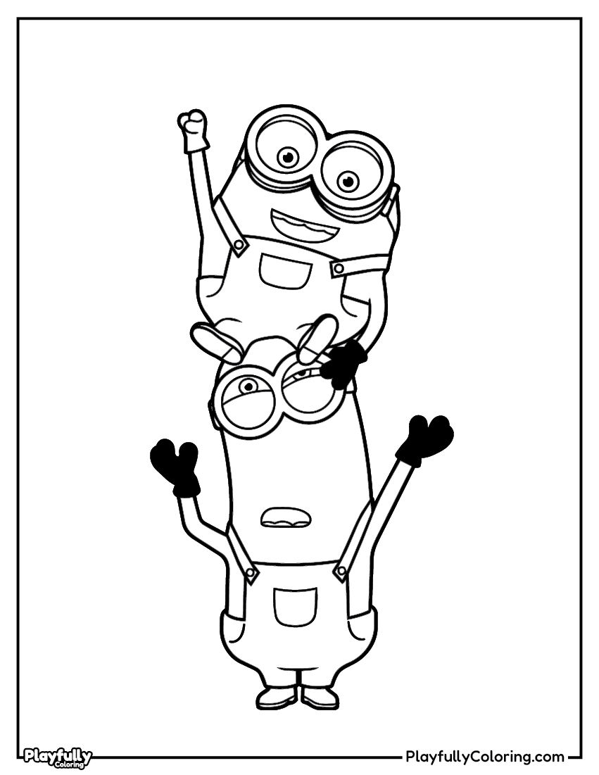 Minions Coloring Pages — Free Printable minions duo hearts coloring page