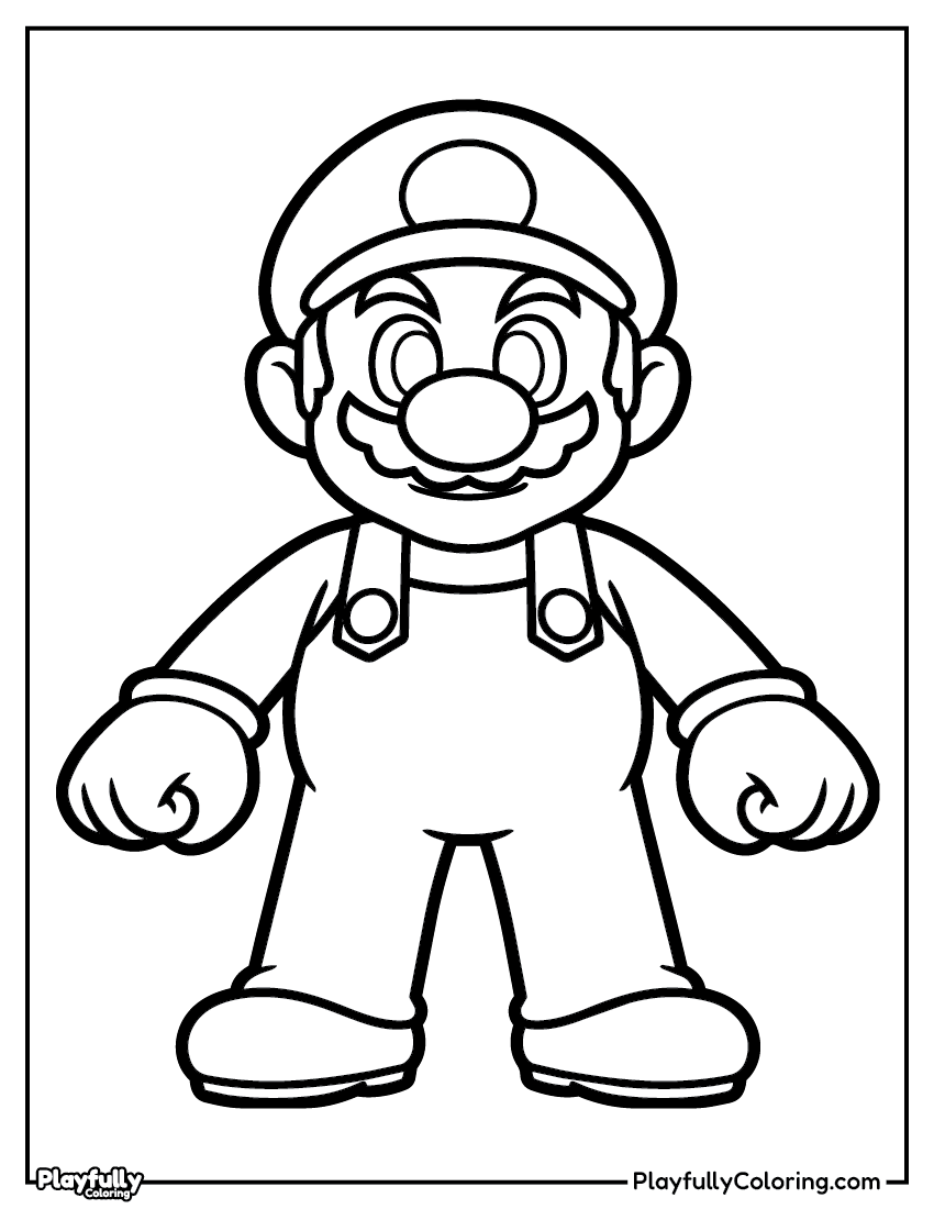 Mario Coloring Pages - Free Printables mario classic standing pose coloring page