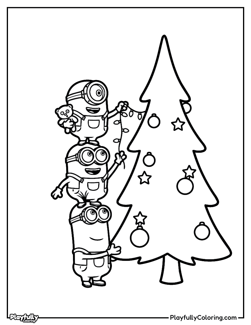 Minions Coloring Pages — Free Printable minions christmas tree coloring page