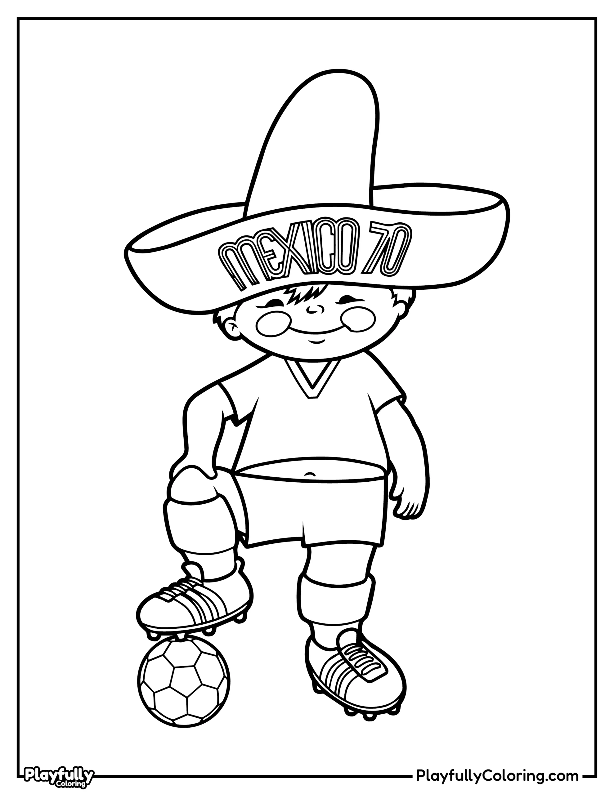 World Cup Mascots Coloring Pages All FIFA Mascots Juanito, official mascot of the 1970 World Cup in Mexico, printable illustration.