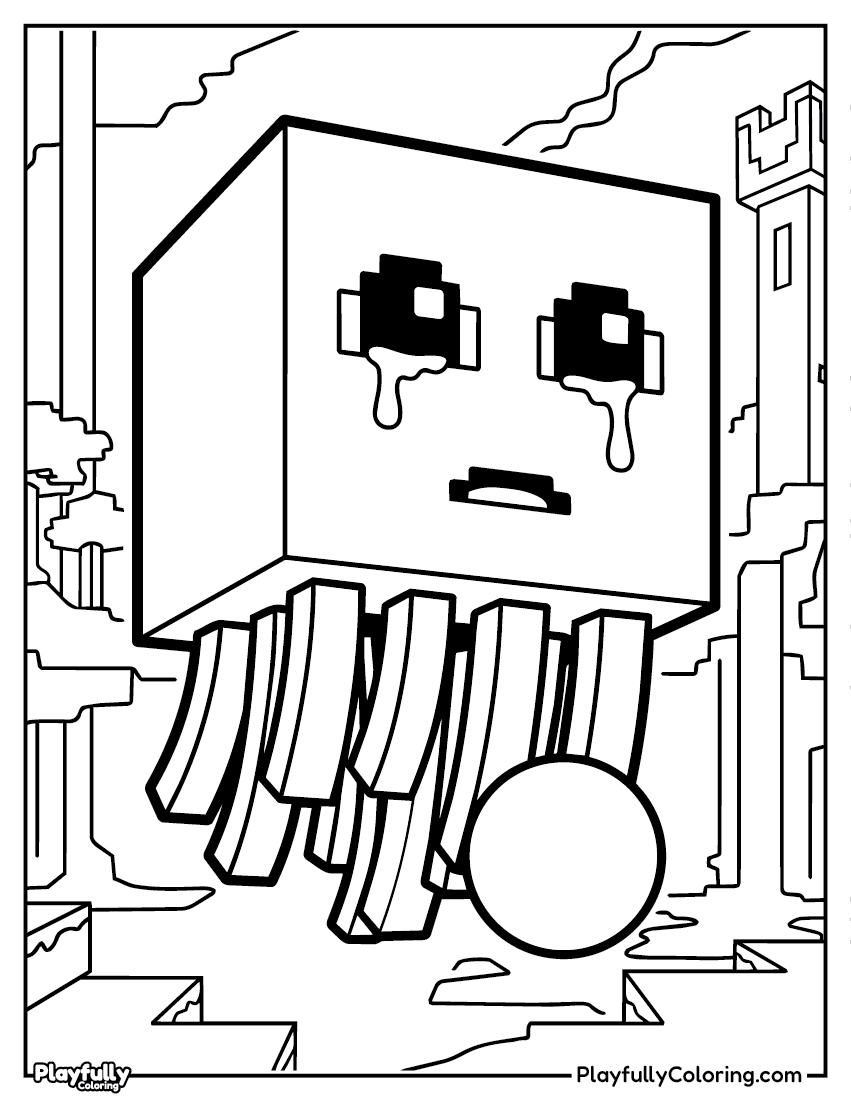 Minecraft Coloring Pages minecraft crying ghost mob coloring page