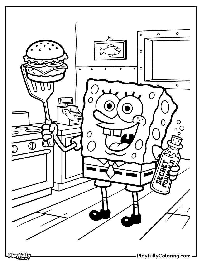 SpongeBob Coloring Pages Spongebob in kitchen cooking coloring page.jpg