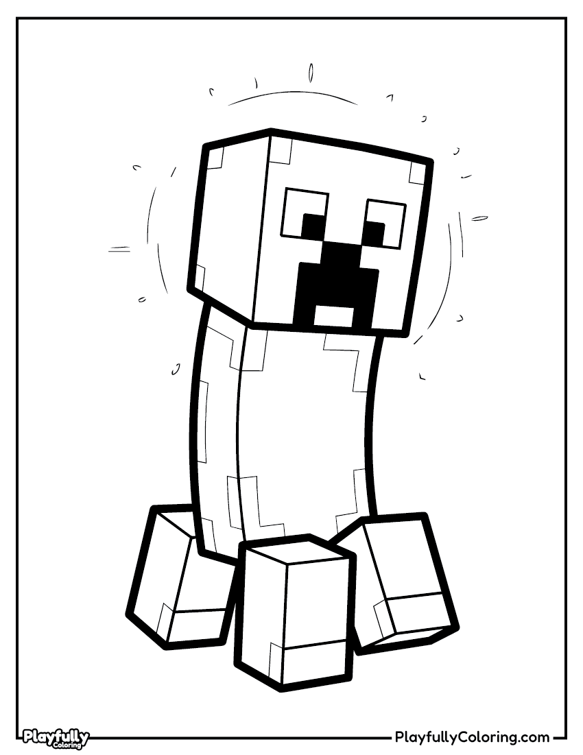 Minecraft Coloring Pages creeper in flower field coloring page