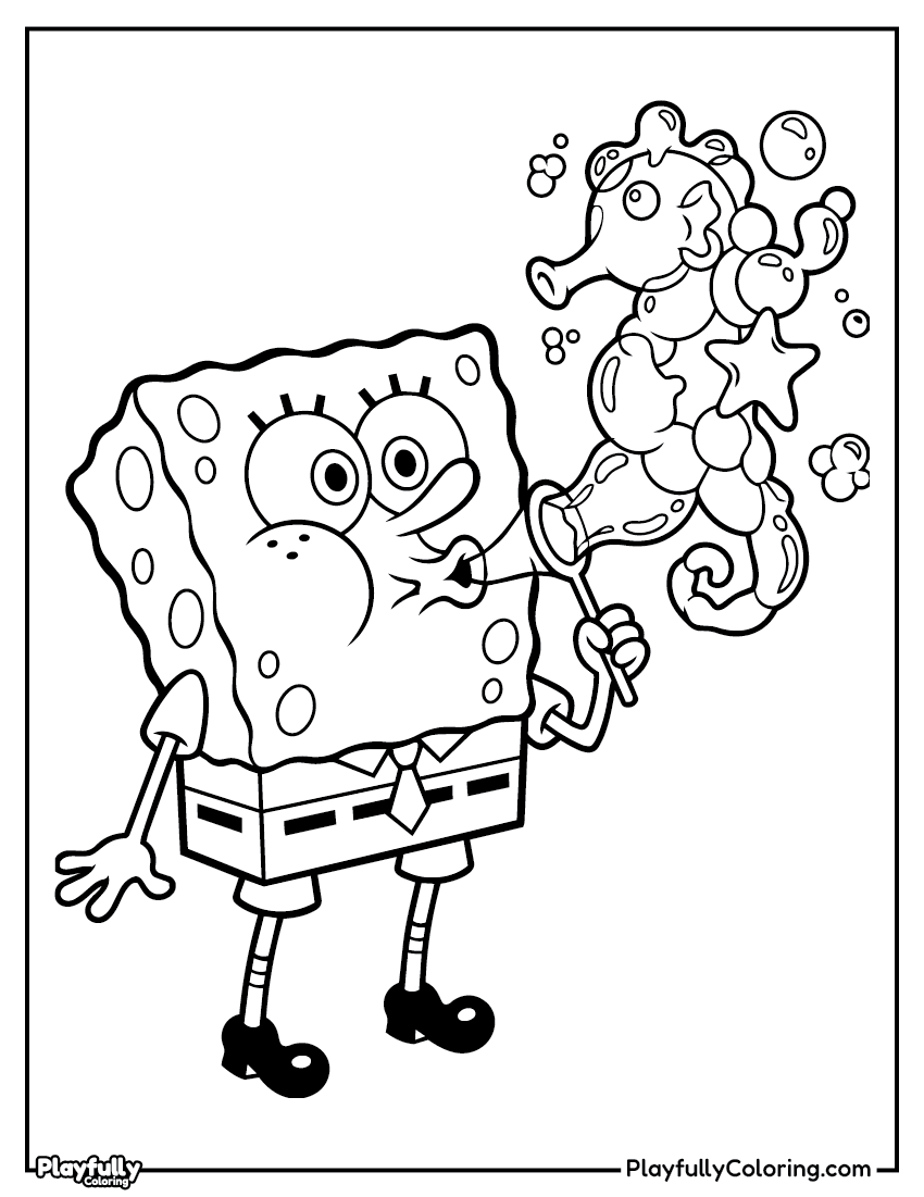 SpongeBob Coloring Pages Spongebob bubbles coloring page