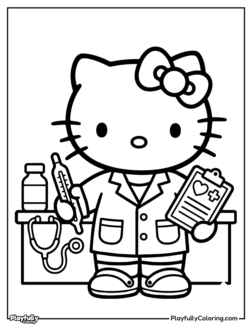 Hello Kitty Doctor coloring page
