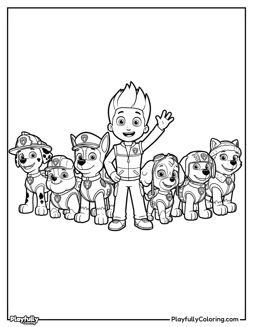 Paw Patrol Coloring Pages Paw patrol pups lineup coloring page