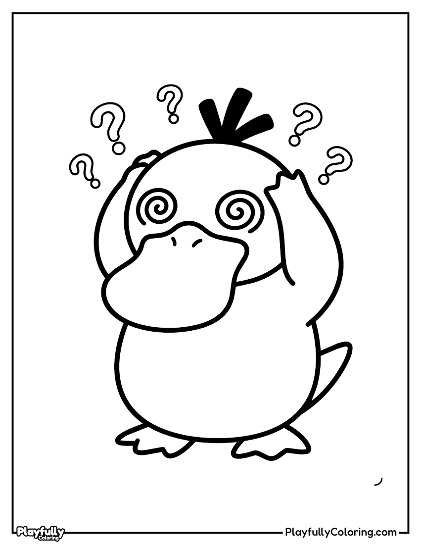 Pokemon Coloring Pages — Free PDF 22 psyduck confused coloring page