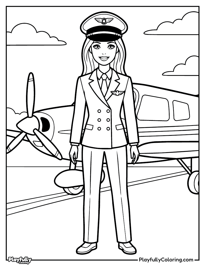 Barbie Coloring Pages Barbie pilot uniform coloring page