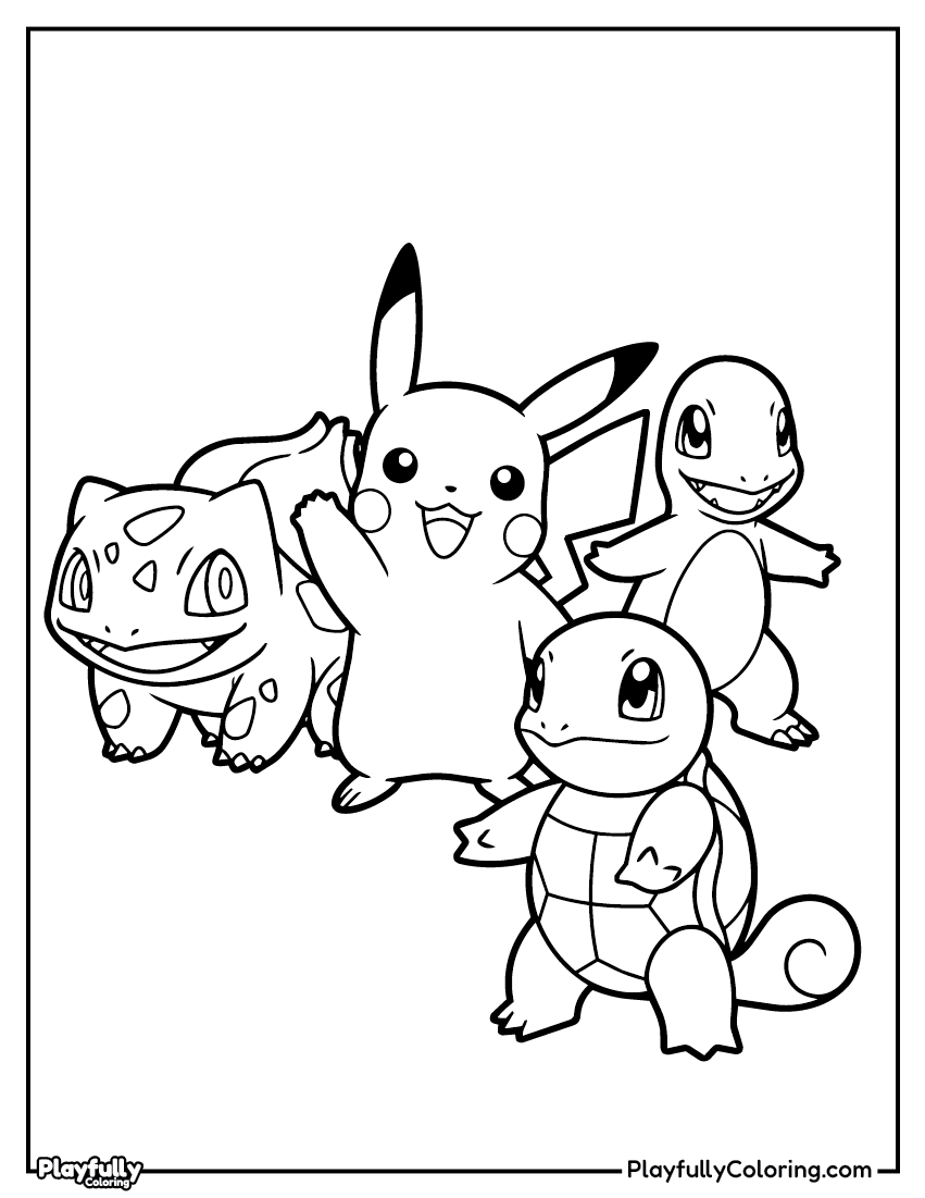 Pokemon Coloring Pages — Free PDF 23 pikachu bulbasaur squirtle coloring page