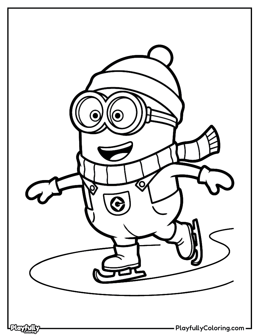 Minions Coloring Pages — Free Printable minion ice skating coloring page