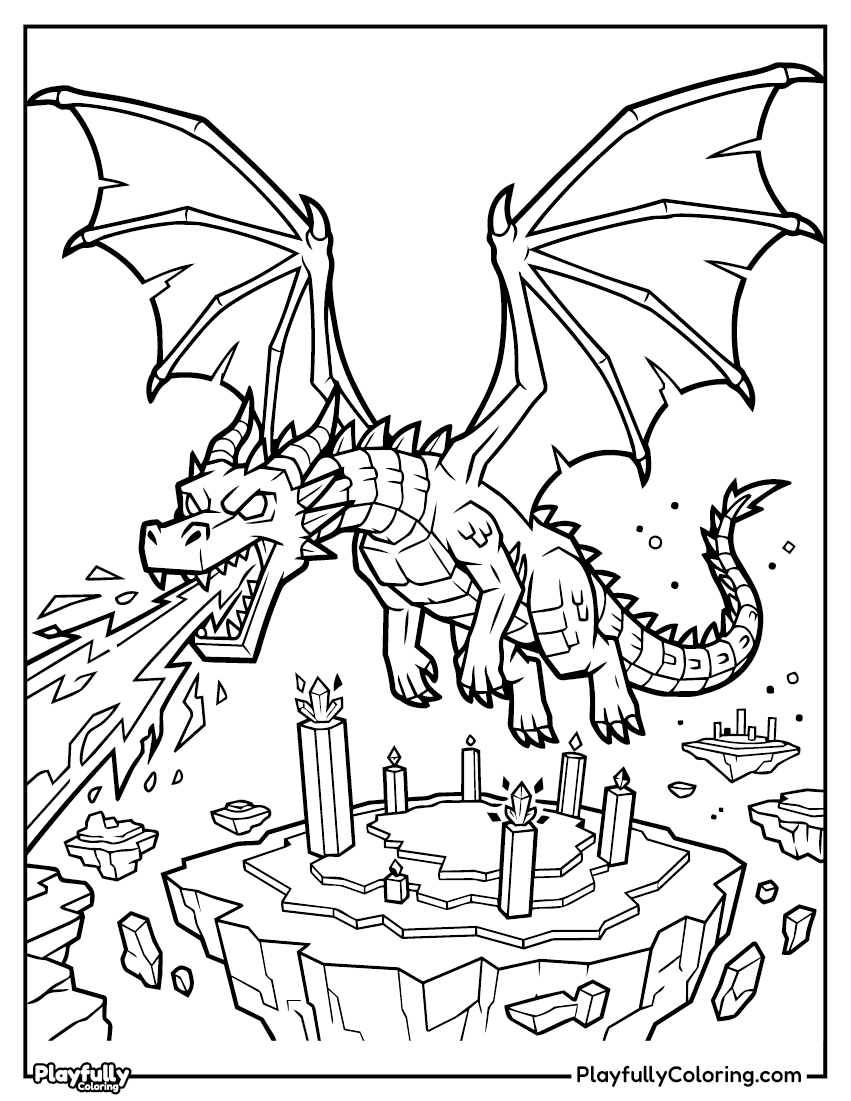 Minecraft Coloring Pages ender dragon boss coloring page