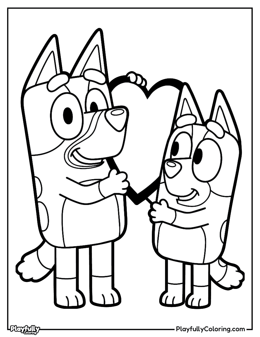 bluey and bingo valentine up coloring page free printable