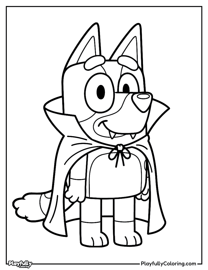 bluey vampire coloring page free printable