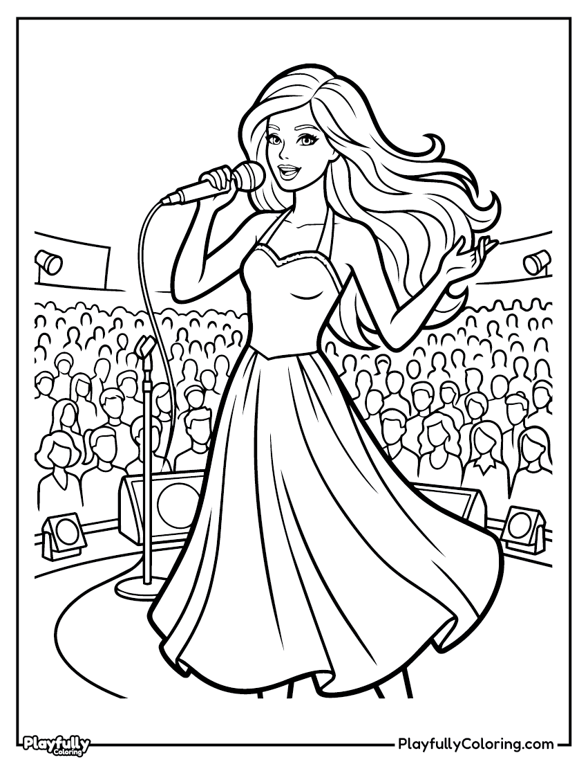 Barbie Coloring Pages Barbie Concert fashion coloring page