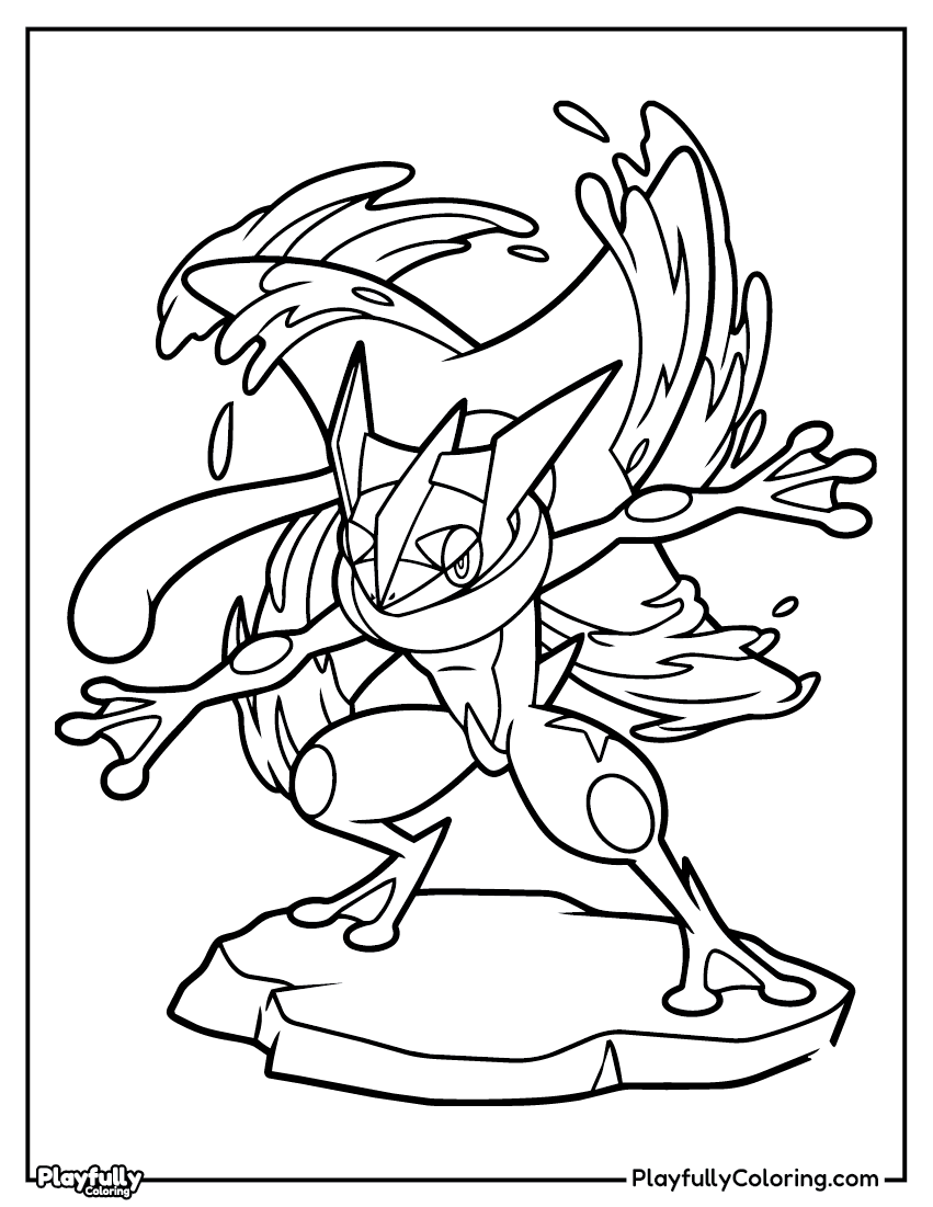 Pokemon Coloring Pages — Free PDF 26 greninja water shuriken coloring page