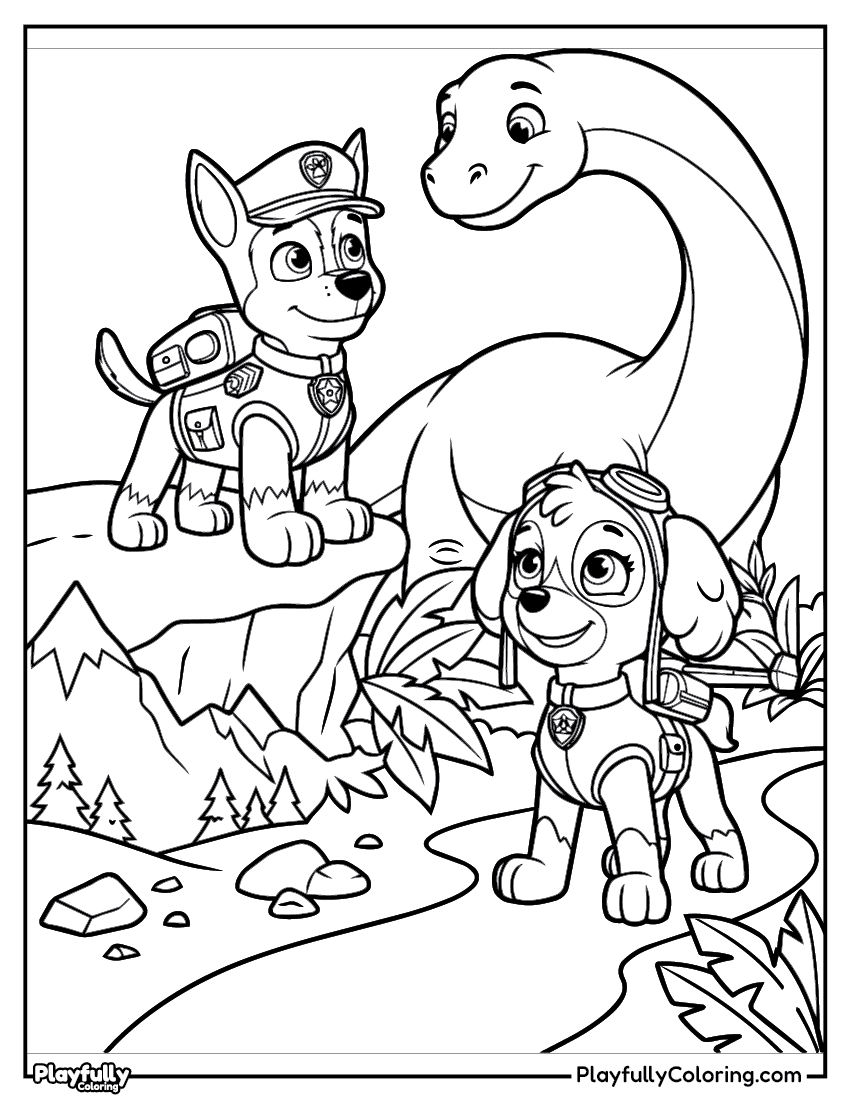 Paw Patrol Coloring Pages Paw patrol dino rescue coloring page