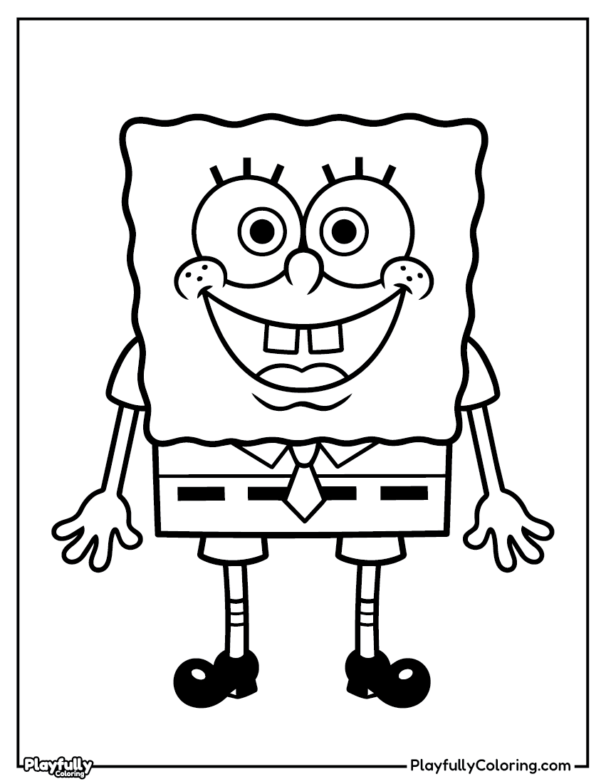 SpongeBob Coloring Pages Spongebob classic front pose coloring page