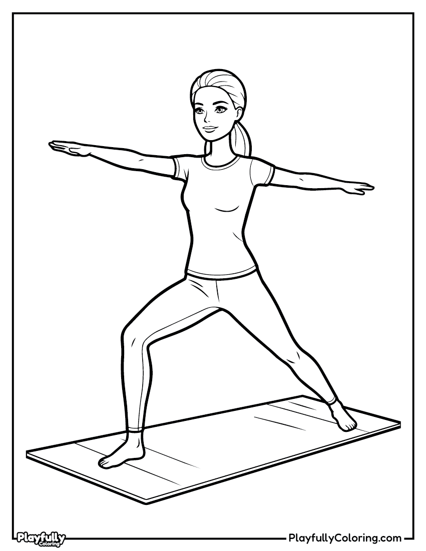 Barbie Coloring Pages Barbie yoga warrior pose coloring page