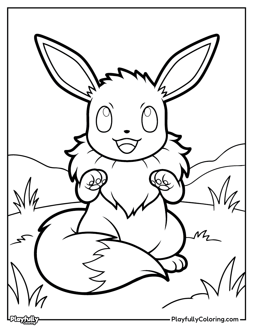 Pokemon Coloring Pages — Free PDF 27 eevee sitting coloring page